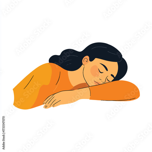 Woman sleeping peacefully with head resting on arm