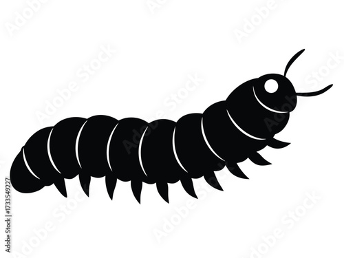 caterpillar crawling silhouette vector icon