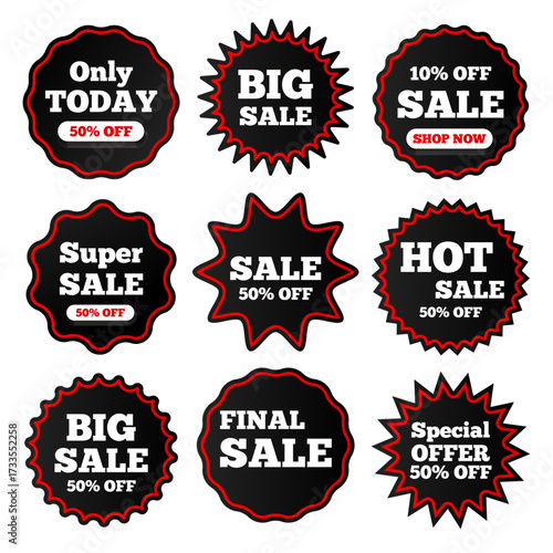 Vector labels for discounts and sales. Labels, stickers with text, and sale tags. Promo tag concept. Element for your design.