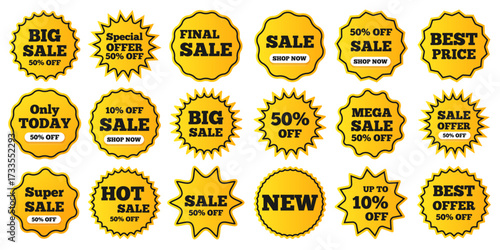 Vector labels for discounts and sales. Labels, stickers with text, and sale tags. Promo tag concept. Element for your design.