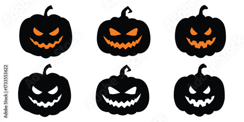 Black Halloween pumpkin set, Scary Pumpkin Face SVG Bundle, Pumpkin Face Clipart, Pumpkin Face DXF, Pumpkin Face Vector, Pumpkin Face png, Halloween face svg, Scary Faces