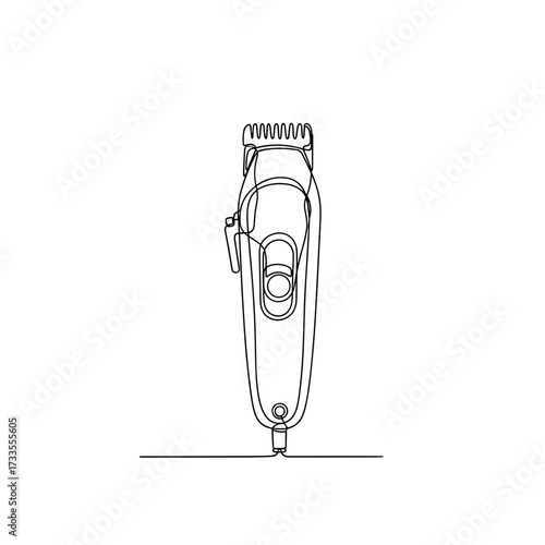 Hair clipper in minimalist line art style on white background