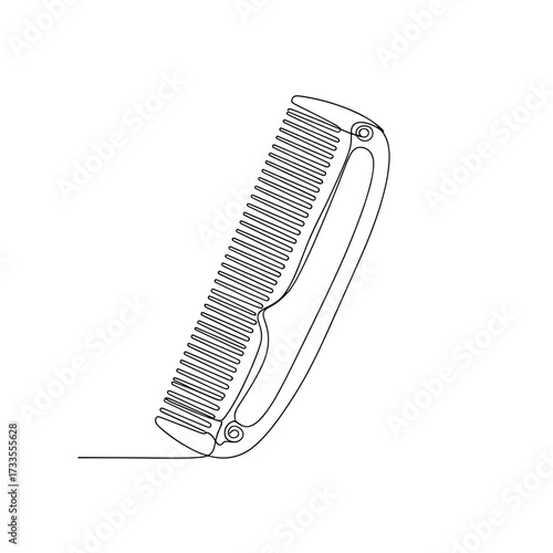 Folding comb in minimalist line art style on white background