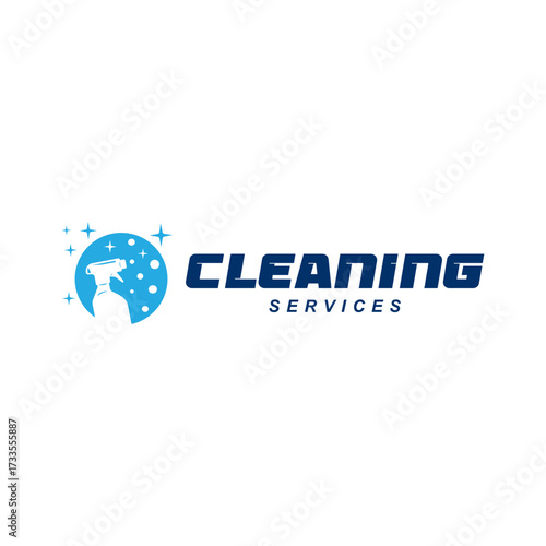 cleaning services logo with bubbles design