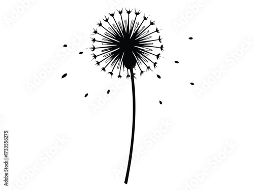 dandelion seed silhouette vector icon