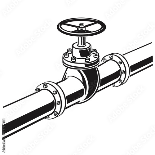 vector illustration of a faucet and valves