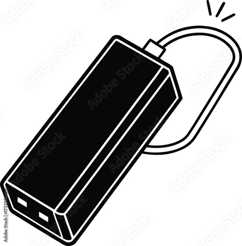 power bank with charging lights illustration on transparent background