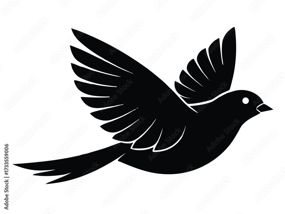 Obraz premium finch flying silhouette vector icon