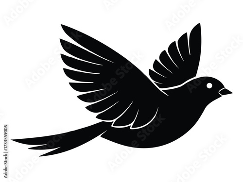 finch flying silhouette vector icon