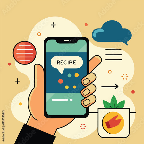 Mobile Recipe Application Vector Illustration