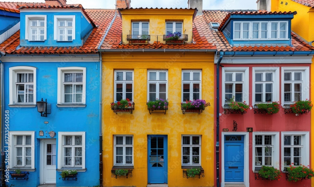 Obraz premium Colorful houses in the old town of Warsaw Poland