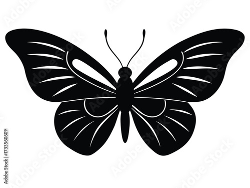 flying butterfly silhouette vector icon