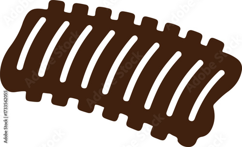 grilled ribs silhouette bbq design, barbecue rib rack food vector, smoked ribs meat icon illustration