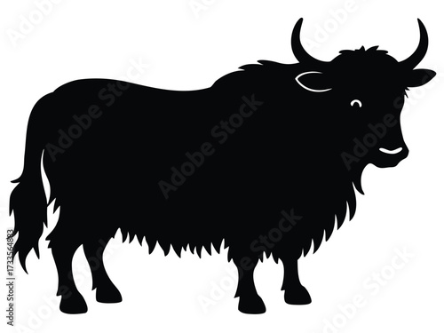 hairy yak silhouette vector icon