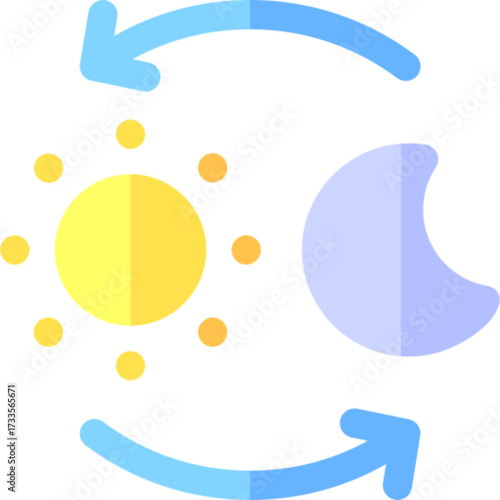 Day and night time sun moon weather cycle icon