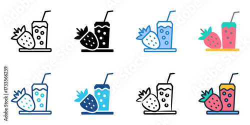 Red food and drink icon set multiple style collection 
