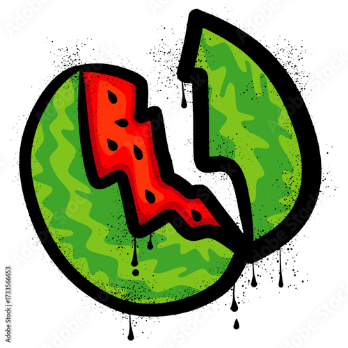 Half full broken watermelon graffiti spray
