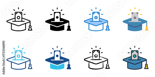Scholarships icon set multiple style collection 
