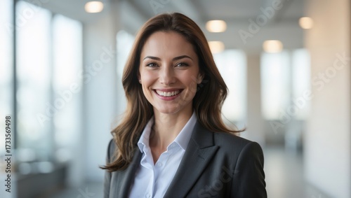 Wallpaper Mural Portrait of a young happy businesswoman in formal suit  attire smiling at the camera Torontodigital.ca