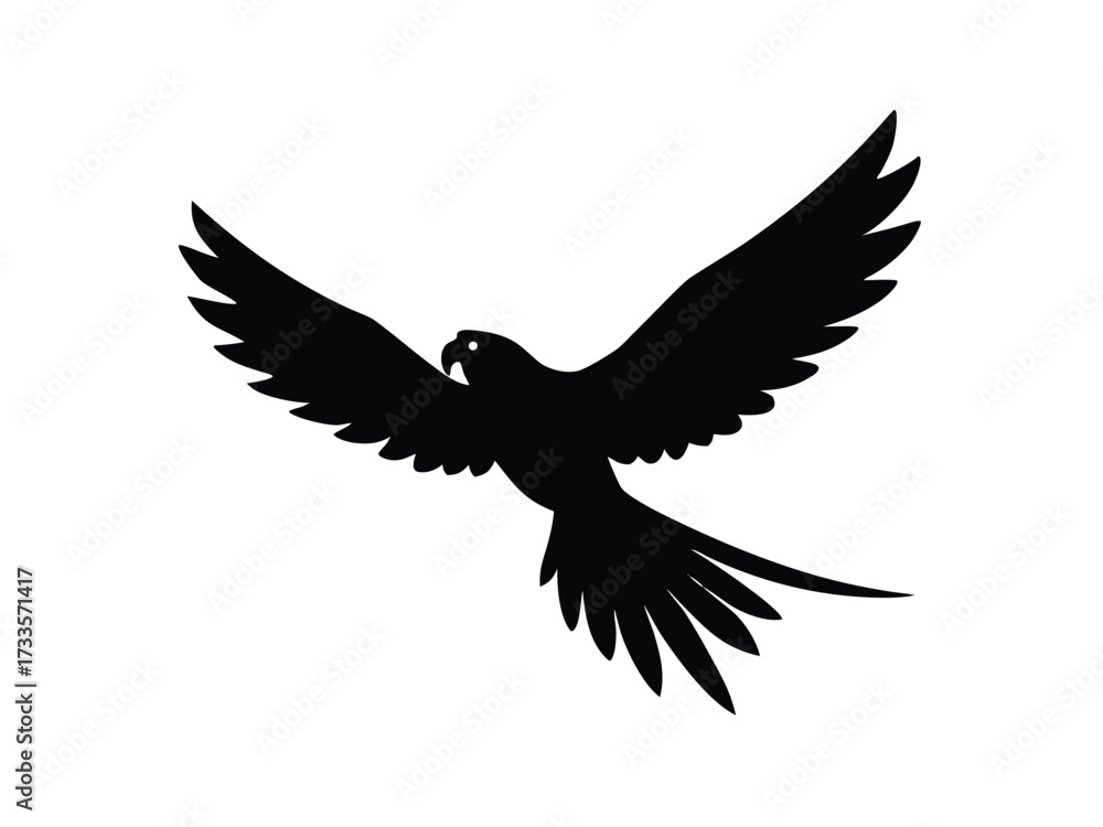 Fototapeta premium macaw flying silhouette vector icon