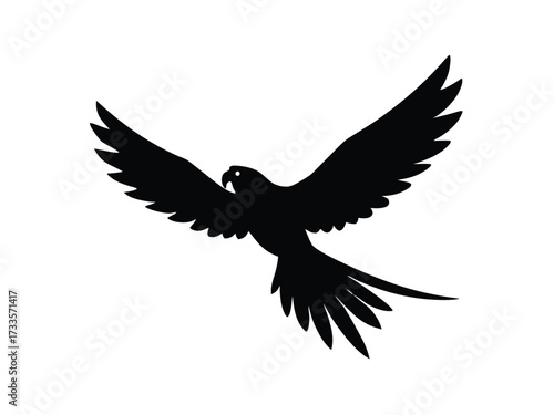 macaw flying silhouette vector icon