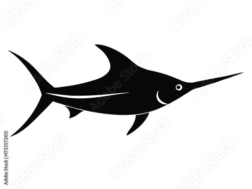 marlin swimming silhouette vector icon