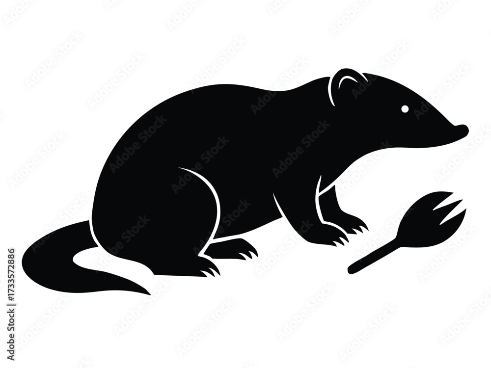 Obraz premium mole digging silhouette vector icon