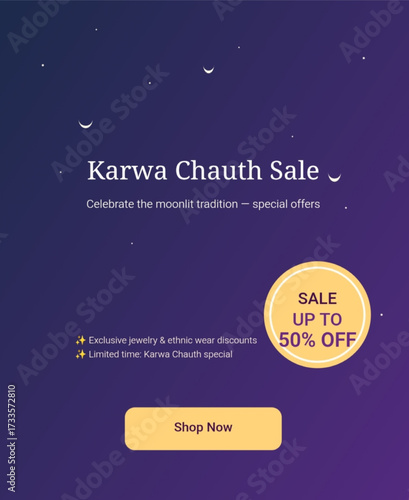 Karwa Chauth Sale Vector Design 50% Off