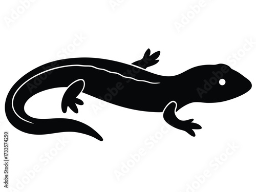 newt swimming silhouette vector icon
