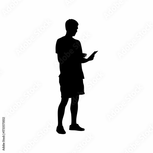 Campaign worker silhouette guiding new learners to form sentences isolated on white background