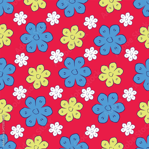Colorful hibiscus flower with tropical leaf seamless pattern design for summer holidays background
