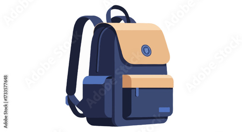 A flat vector illustration of a stylish backpack