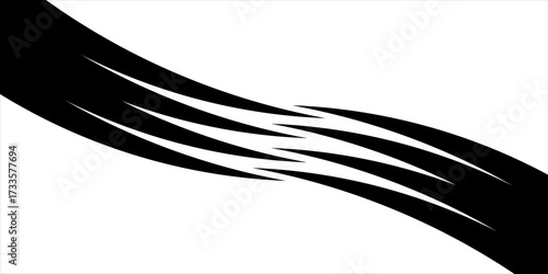 Black on white abstract perspective line wave stripes with 3d dimensional effect isolated on white.