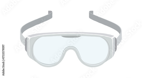 A flat vector illustration of laboratory safety goggles, minimal flat design, no outlines, isolated on white background