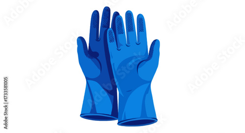 A flat vector illustration of laboratory protective gloves, bold flat colors, no outlines, isolated on white background