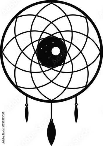 dreamcatcher galaxy sleep therapy illustration on transparent background