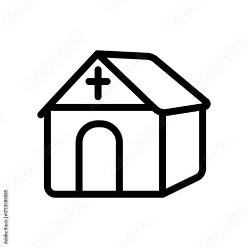church building with cross on top religious temple icon vector illustration on white background