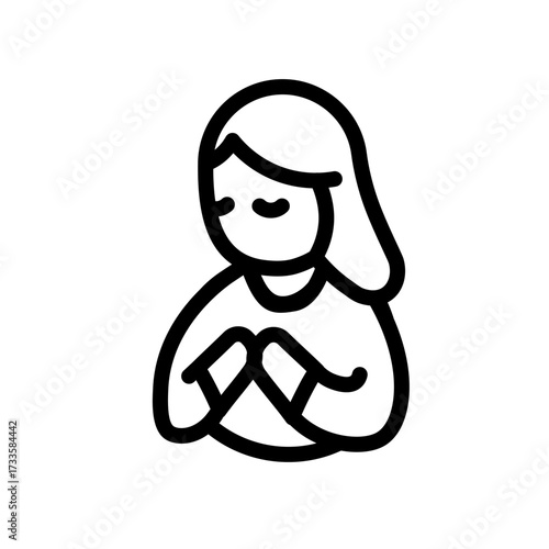 Praying woman icon on white background