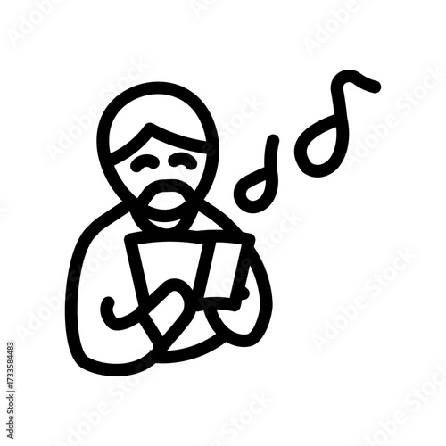 male singer singing, isolated icon on white background.