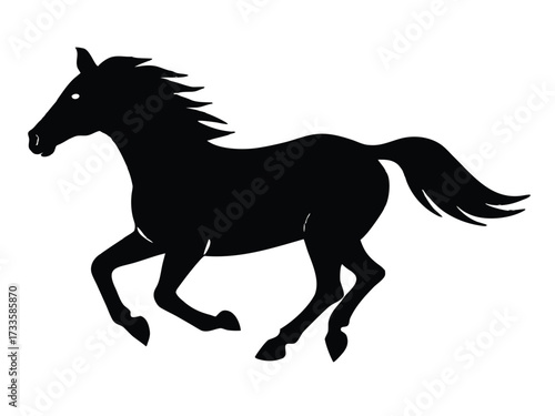 running horse silhouette vector icon