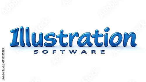 Dynamic 3D blue Illustration Software text on white background, modern design concept
