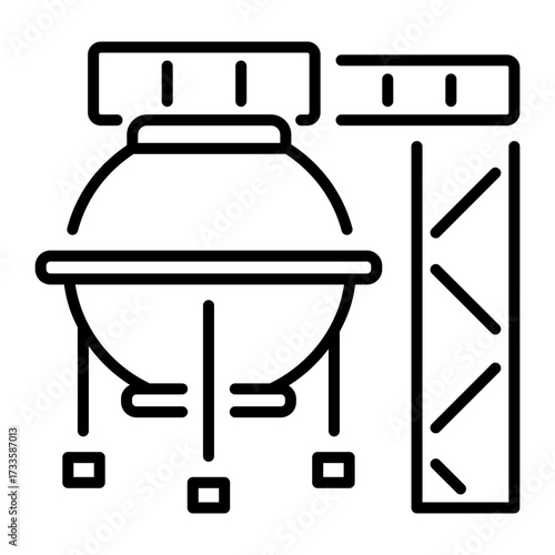 A linear style icon representing oil refinery