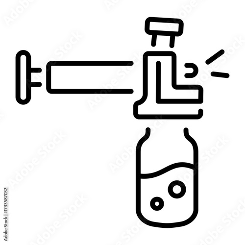 A line style icon showing oil sampling