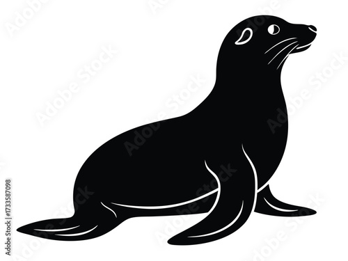 sea lion sitting silhouette vector icon