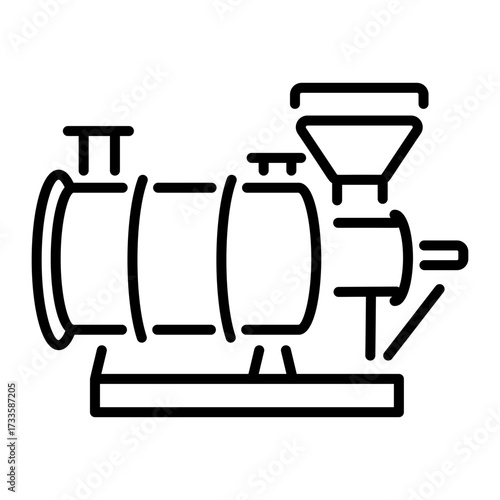 A line style icon showing softening machine