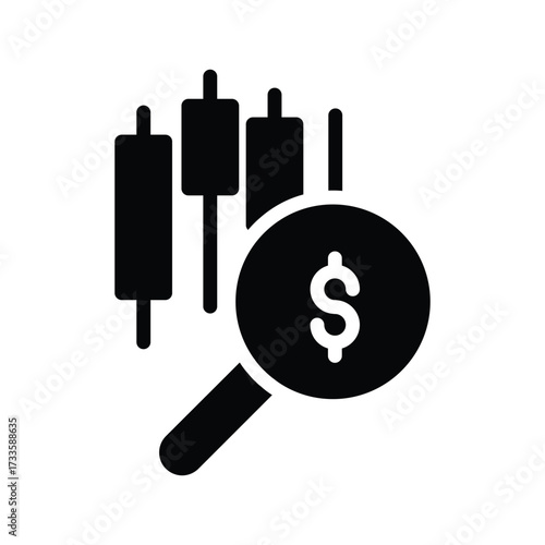 candle stick, money and loop solid icon vector design good for web or mobile app