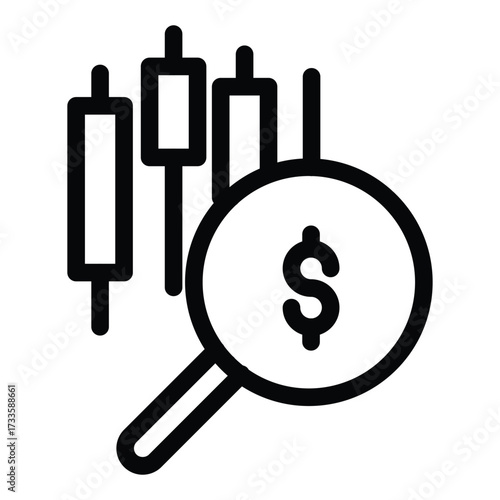candle stick, money and loop outline icon vector design good for web or mobile app