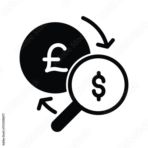 euro to dollar exchange currency solid icon vector design good for web or mobile app