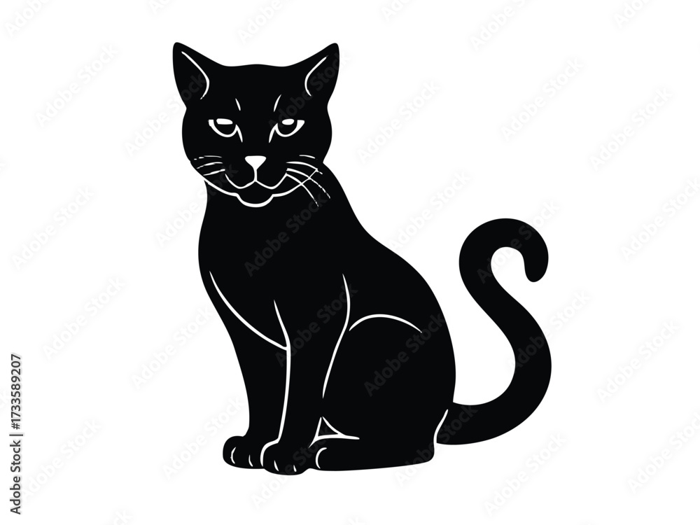 Obraz premium sitting wildcat silhouette vector icon