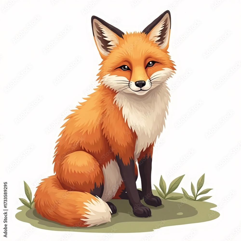 Fototapeta premium A charming cartoon illustration of a fox, designed in a cute and playful style. Ideal for children’s content, character mascots, forest-themed projects, and creative commercial use. 